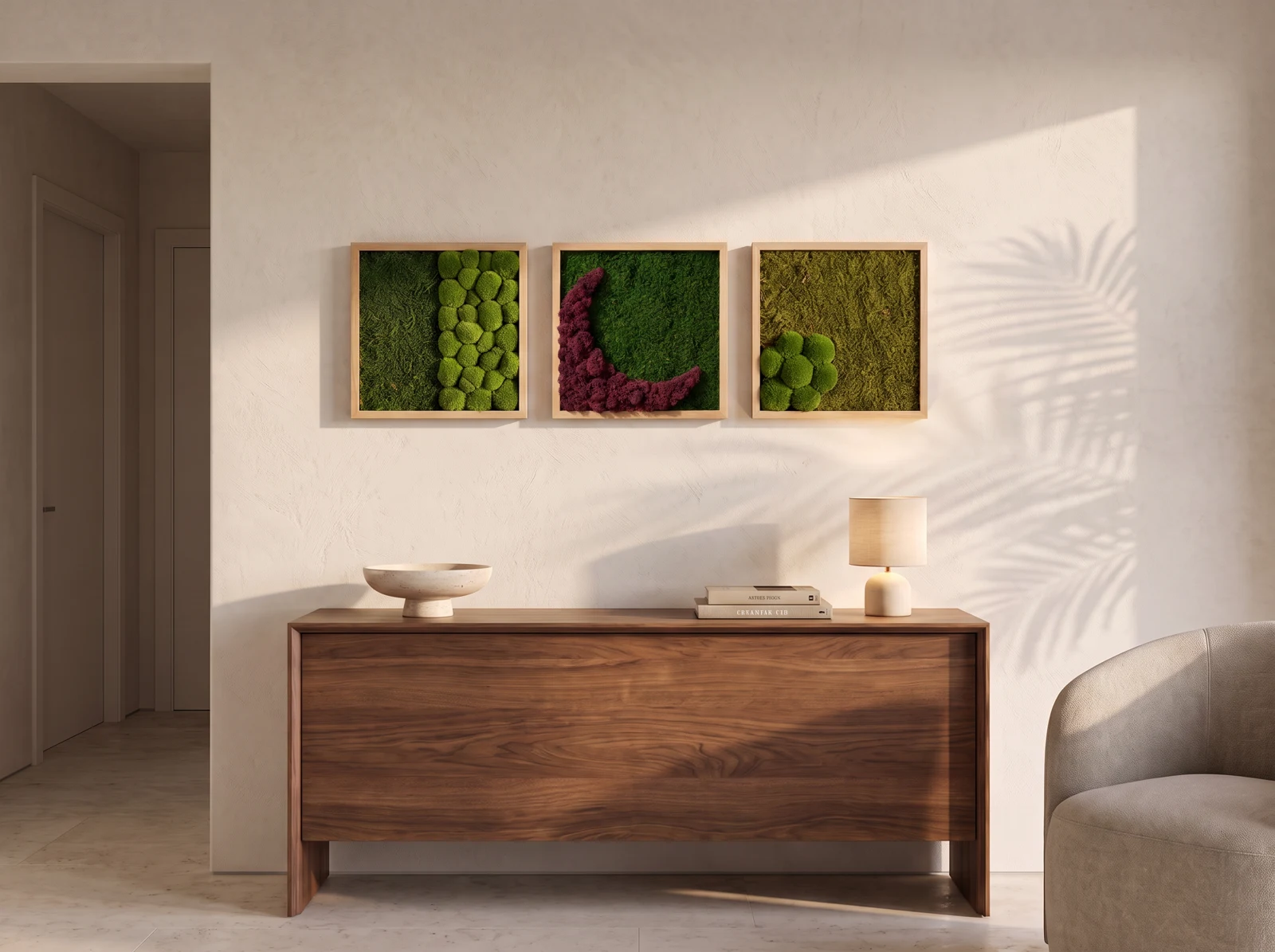 Duo, Garnet and Clearing arranged above a console