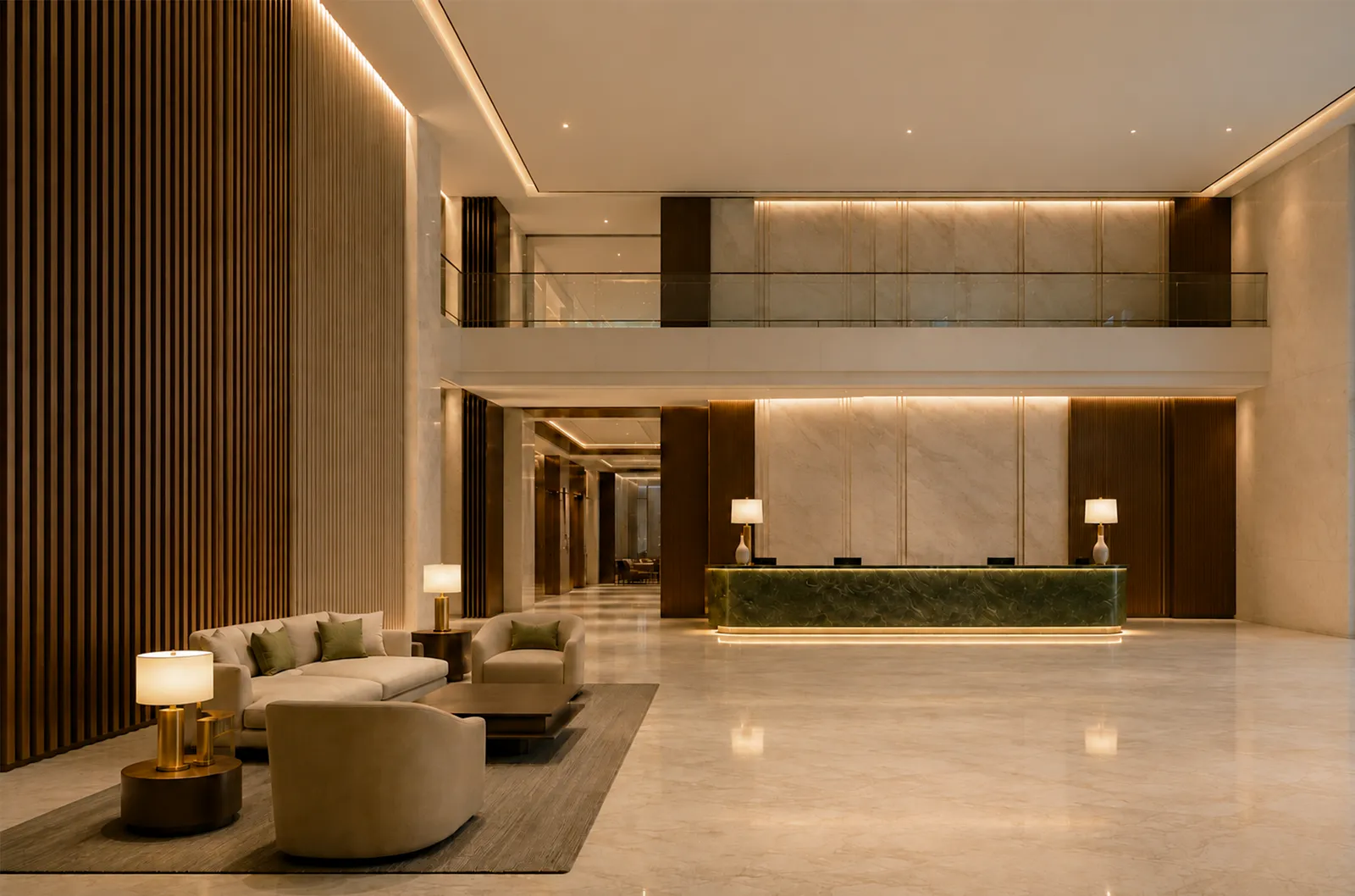 El lobby antes de la intervención