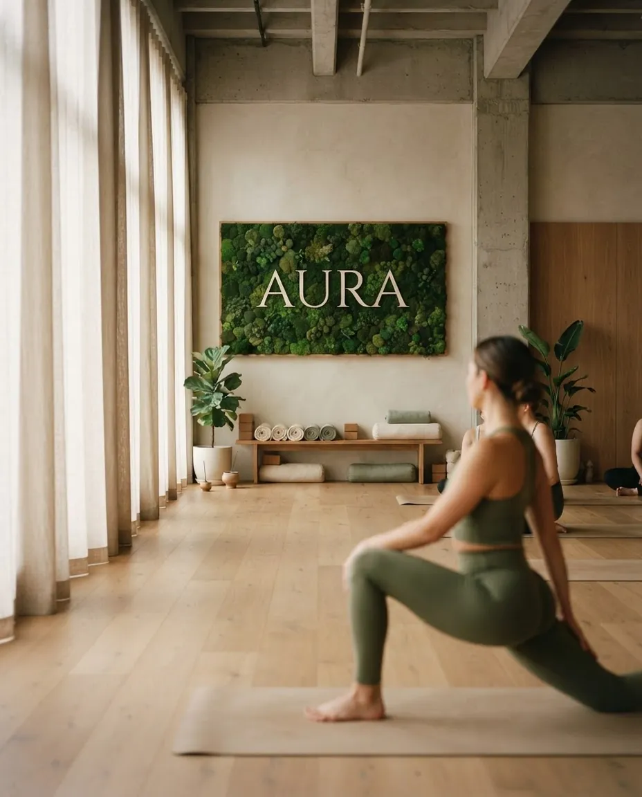 Logo en musgo · Estudio de yoga