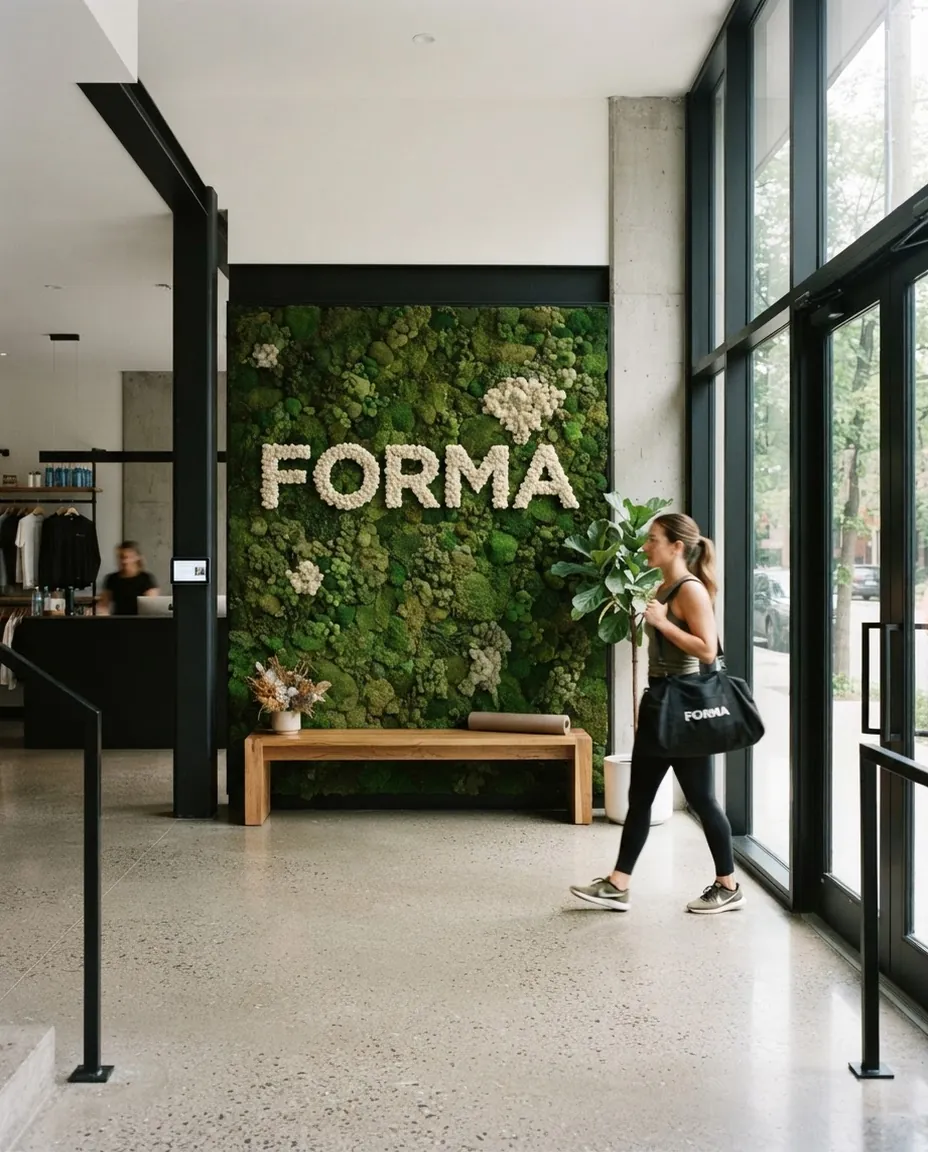 Logo en musgo · Estudio de fitness